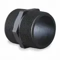 Hex Nipple: 3/4 in x 3/4 in Fitting Pipe Size, Schedule 80, Male NPT x Male NPT, 300 psi, Black