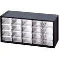 Polystyrene Drawer Bin Cabinet, 14-3/4"W x 6"D x 7-1/4"H, 20 Drawers, Black