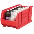 Akro-Mils Super Size Bin: 23 7/8 in Overall L, 11 in x 10 in, Red, Stackable, 300 lb Load Capacity