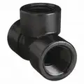 Tee: 1 in x 1 in x 1 in Fitting Pipe Size, Schedule 80, Female NPT x Female NPT x Female NPT, Black