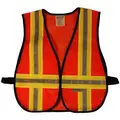 Children's Safety Vest, Orange with Yellow/Green & Silver Stripe, General, Hook & Loop Closure, Large