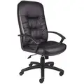 Black Leather Executive Chair 31" Back Height, Arm Style: Fixed