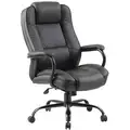 Black Leather Executive Chair 30-1/2" Back Height, Arm Style: Fixed