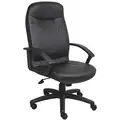 Black Leather Executive Chair 29" Back Height, Arm Style: Fixed