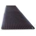 Notrax Static Dissipative Floor Mat: Conductive, 3 ft x 12 ft, Diamond Plate, Vinyl, Rubber Foam, Black