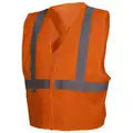 Safety Vest, Orange with Silver reflective Stripe, ANSI Class 2, Zipper Closure, X-Large