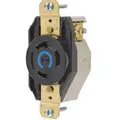Hubbell Wiring Device-Kellems Black Locking Receptacle, 30 Amps, 250VAC Voltage, NEMA Configuration: L6-30R