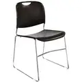 Chrome Steel Stacking Chair with Black Seat Color, 4PK