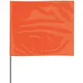 Fluorescent Orange Marking Flag, 4" Flag Height, Solid Pattern, Blank