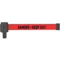 Banner Stakes PLUS Barrier System Retractable Belt Head: Red, Danger - Keep Out