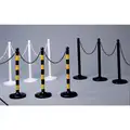 Mr. Chain Stripped Medium Duty Stanchion, Height 40", Black and Yellow
