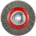 Norton 6" Crimped Wire Wheel Brush, Carbon Steel, 0.014" Wire Dia., 1-1/8" Trim Length, 66252839097