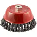 Norton 6" Knot Wire Cup Brush, 0.020" Wire Dia., 1-3/8" Trim Length, 66252839104