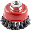 Norton 3-1/2" Knot Wire Cup Brush, 0.023" Wire Dia., 7/8" Trim Length, 66252838813