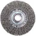 Norton 4" Crimped Wire Wheel Brush, Carbon Steel, 0.014" Wire Dia., 7/8" Trim Length, 66252839001