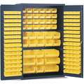 Bin Cabinet: 48 in x 24 in 78 in, 0 Shelves, 171 Bins, Yellow, Flush, 14 ga Panel, Gray