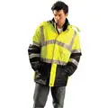 Occunomix Jacket, ANSI Class 3, 100% Polyester, Yellow, Zipper and Snaps, Men's, L Size