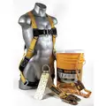 Guardian Yellow, Universal Size Fall Protection Kit, 310 lb. Weight Capacity, Pass-Thru Leg Strap Buckles