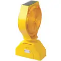 Tapco Solar Barricade Light: 7 1/8 in Overall Lg, 12 7/8 in Ht, Solar, Switch Key, Yellow, A/C, Amber, LED