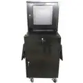 24-1/2" x 22-1/2" x 62-3/4" Steel Mobile Computer Cabinet, Black
