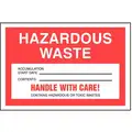 Hazardous Waste, DOT Handling Label, Vinyl, Height: 4", Width: 6"