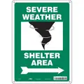 Evacuation, Assembly or Shelter, No Header, Aluminum, 14" x 10", With Mounting Holes