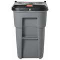 Rubbermaid BRUTE 65 gal. Rectangular Flat Top Roll Out Confidential Waste Container, 41-7/8"H, Gray