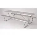 Ultrasite Picnic Table: Rectangle, Aluminum, 96 in Overall Wd, 68 in Overall Dp, Walk Through