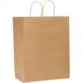 Shopping Bag, Handle Type Paper Twist, Kraft, Width 13", Depth 6", Height 15-3/4"