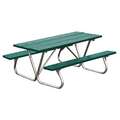 Ultrasite Picnic Table: Rectangle, Recycled Plastic, 72 in Overall Wd, 68 in Overall Dp, Green