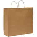 Shopping Bag, Handle Type Paper Twist, Kraft, Width 16", Depth 6", Height 19-1/4"