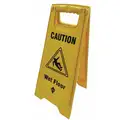 Plastic Floor Sign Caution - Wet Floor 12 X 24, Double-Sided
