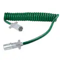Grote UltraLink 15 ft. 7-Way ABS Cord Coiled, Green, Zinc Die-Cast Plugs