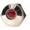 Round Indicator Light: Red, Male .110 Connector, LED, 12V DC, Brass Plated Chrome/LED/Plastic (ABS)