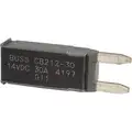 Bussmann CB212 Series Automotive Circuit Breaker, Plug In Mounting, 30 Amps, Blade Terminal Connection