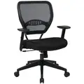 Black Fabric Desk Chair 19" Back Height, Arm Style: Adjustable