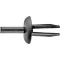Keyhole Push In Rivet, Nylon, 5/8" L, 0.250", Black, 50 PK