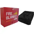 Fire Blanket and Cabinet, Wool, 62" Blanket Width, 84" Blanket Length, Gray, Case Color Red