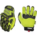 Impact Resistant Gloves, Synthetic Leather, D30, Armortex Palm Material, High Visibility Green, 1