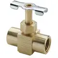 Needle Valve: Straight Fitting, Brass, 1/8 in Pipe Size, Female Pipe to Female Pipe