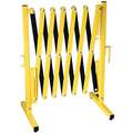 Portable Expandable Barricade, Steel, Black/Yellow, Expandable to 11.3 ft.