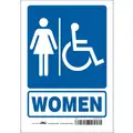 Condor Vinyl, Restroom Sign, 7" Width, 10" Height, Blue, White, Adhesive Surface