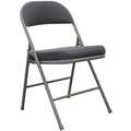 Padded Folding Chair: Gray Seat, Fabric Seat, Steel Frame, Gray Seat, Fabric Back