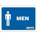 Vinyl, Restroom Sign, 10" Width, 7" Height, Blue, White, Adhesive Surface