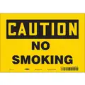 Vinyl No Smoking Sign with Caution Header, 7" H x 10" W