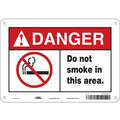 Aluminum No Smoking Sign with Danger Header, 7" H x 10" W