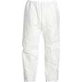Dupont Disposable Pants: High-Density Polyethylene, Light Duty, Serged Seam, White, Dupont Tyvek 400, 50 PK