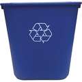 10 gal. Rectangular Recycling Wastebasket, Plastic, Blue