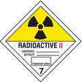 Radioactive II, Class 7 Paper, Self-Sticking DOT Label