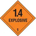1.4 Explosive, Class 1 Paper, Self-Sticking DOT Label